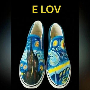 E Lov van Gogh starry night inspired sneakers size 9.5